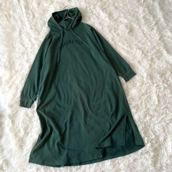 Corza Long Hoodie Dress L - Green Sweatshirt - Picture 2 of 6